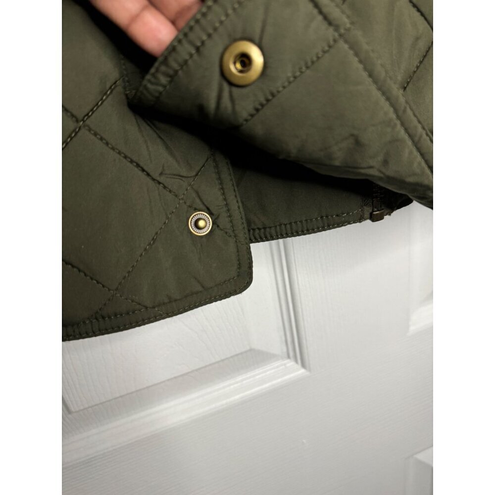 Polo Ralph Lauren Girls L Olive Green Quilted Jacket Gold Snap Buttons & Zipper - Picture 4 of 9